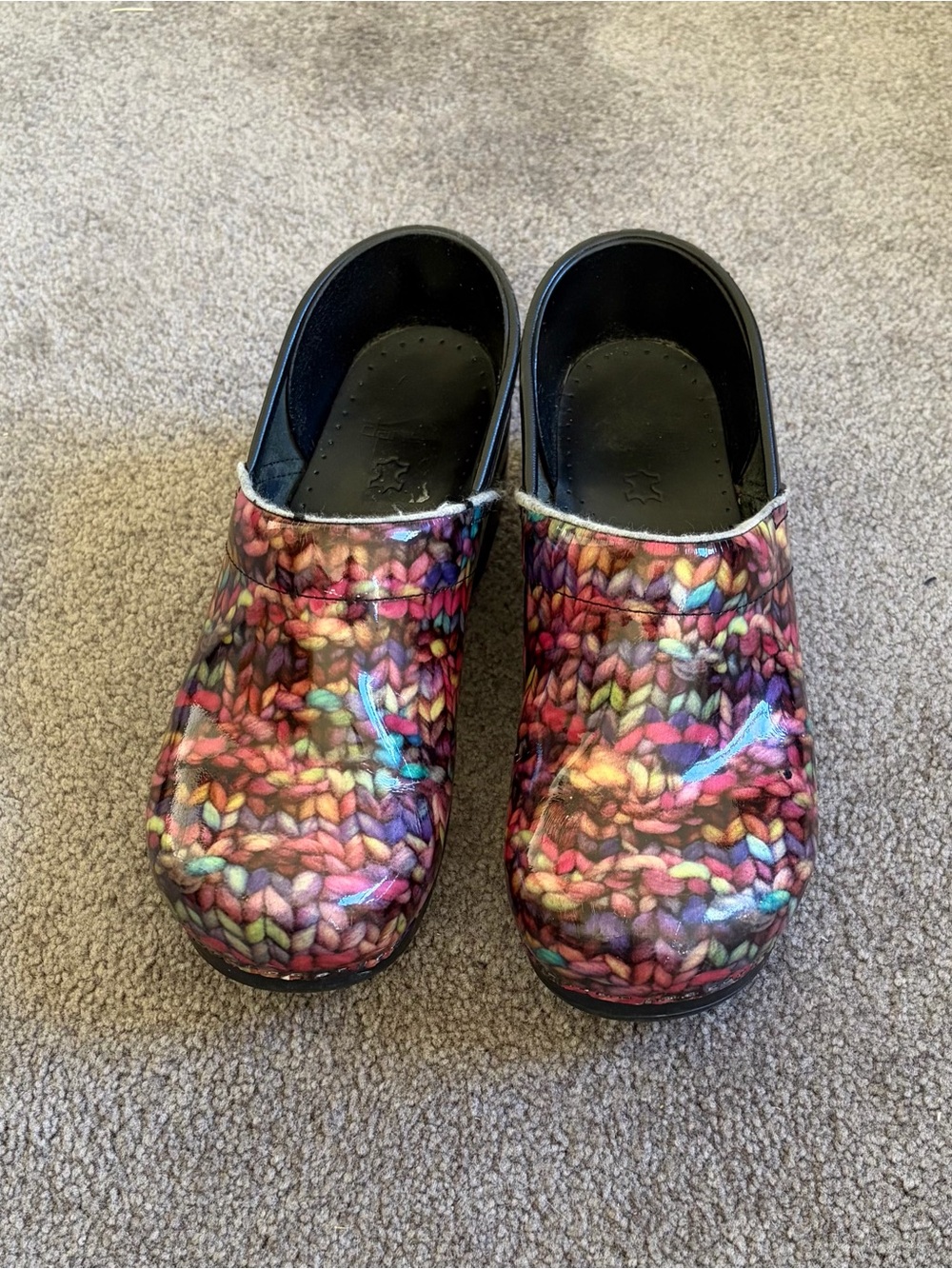Title
Dansko Professional Knit Print Patent Leather Clogs Size 41 US 10.5-11